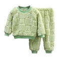 thumbnail image 1 of Wxirdiow Pant Sets for Girls Kids Boys Girls Fleece Outfit Plain Winter Warm Pullover Shirts Sherpa Cozy Clothing Sets Green Size,5-6 Years, 1 of 3