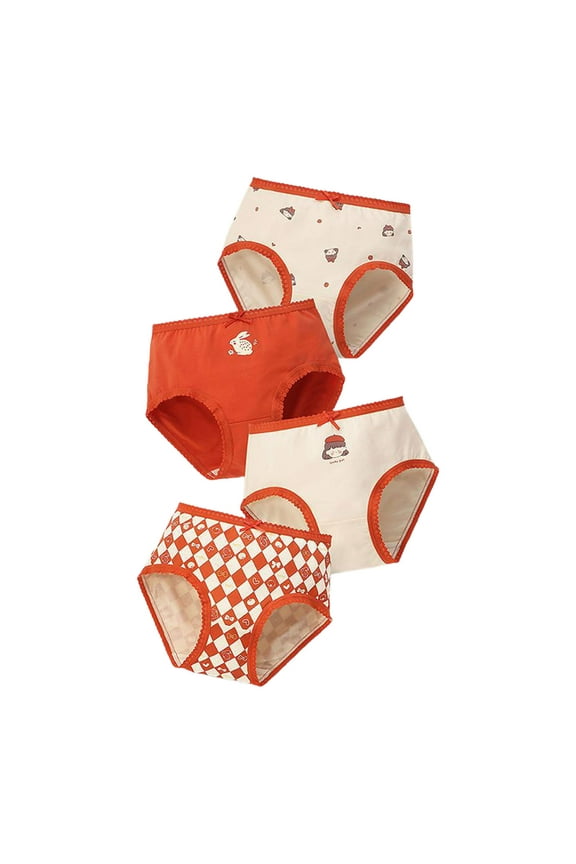 Panties for Teen Girls Underwear Kids 4PCS Soft Skin-friendly Panties Breathable Lightweight Briefs Red Size,7-8 Years