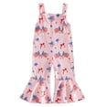 thumbnail image 1 of Wxirdiow Patriotic Baby Girl Outfit Toddler Baby Girls 4th of July Outfit American Flag Overalls Jumpsuit Flare Romper USA Fourth of July Kid Clothes Pink Size,12-18 Months, 1 of 6
