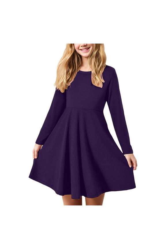 Princess Dresses for Toddlers Toddler Dress Girls Ruffle Long Sleeve Layered Tulle Dress Fall Spring Fashion Party Dresses Dark Purple Size,13-14 Years