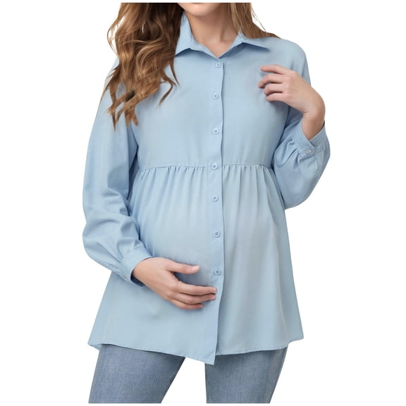 Wxirdiow Shirts for Women Long Sleeve Shirts for Women V Neck Fall Tops Basic Tunic Tops Loose Fit Dressy 2026 Light Blue Size,M