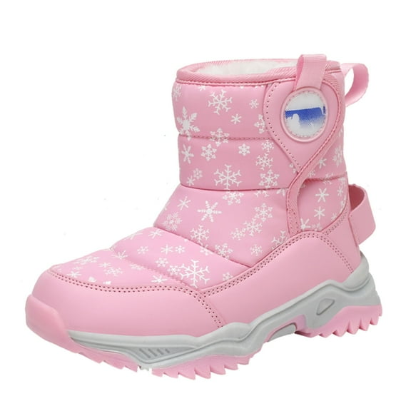 Wxirdiow Snow Boots for Teen Boys Waterproof Kids Snow Boots - Insulated Warm Fleece Lined Winter Boots for Toddlers Girls & Boys Pink Size,13