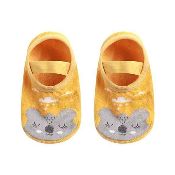 Wxirdiow Socks for Kids Girls Baby Toddlers Non Slip Socks Anti Skid Cotton Ankle Socks Infant Cartoon Sock for Boys Girls Yellow Size,2-3 Years