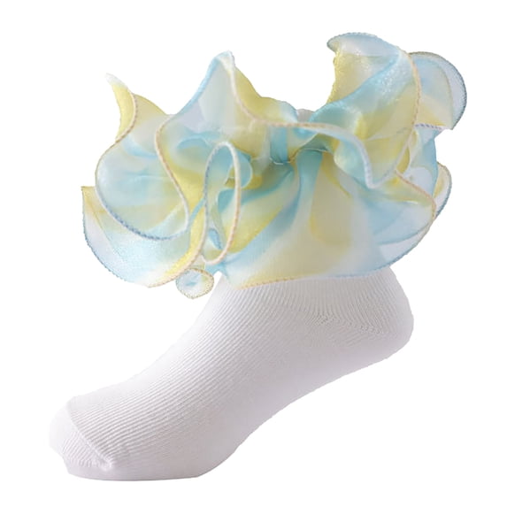Wxirdiow Socks for Kids Girls Toddler Girls Ruffle Socks Double Lace Frilly Dress Socks for Toddler Girls Yellow Size,1-3 Years