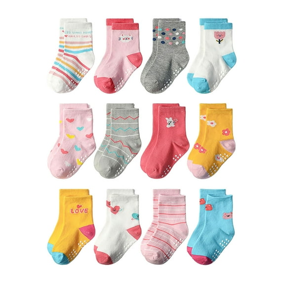 Wxirdiow Socks for Toddler Boys 12 Pairs Girls Athletic Ankle Socks Cotton Short Socks for Little Big Kids H Size,3-5 Years