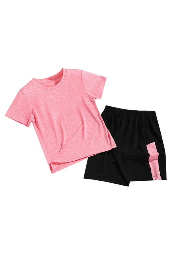 Sports Outfits for Kids Boys Athletic Shorts and Performance T-Shirt Crew Neck Boy Clothes Set Summer Kids Outfit Red Size,7-8 Years