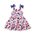 thumbnail image 1 of Wxirdiow Summer 4th Of July Girl Dress Girls 4th of July Dress American Patriotic Outfit USA Independence Day Clothes Flutter Sleeve Tulle Tutu Dress Blue Size,3-4 Years, 1 of 6