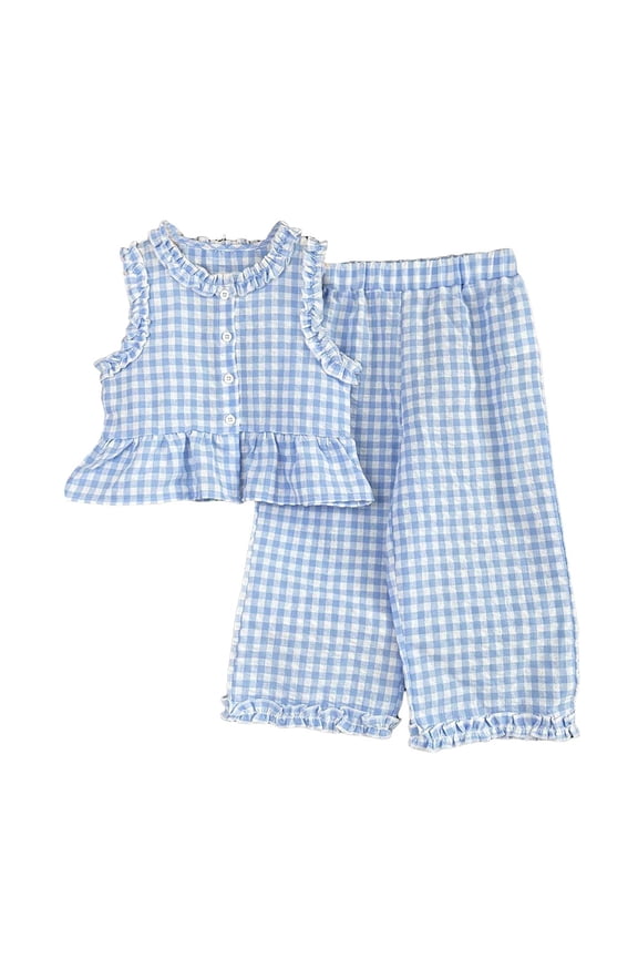 Summer Clothes for Kids Girls Clothes 2 Piece Short Sleeve Round Neck Sweatshirt & Pant Spring Fall Outfits Set Tween Girls Blue Size,4-5 Years