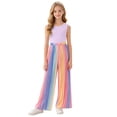 thumbnail image 1 of Wxirdiow Summer Clothes for Teens Girl's 2 Piece Cute Summer Boho Outfits Rainbow OutfitCrop Top and Wide Leg Pants Sets Purple Size,7-8 Years, 1 of 5