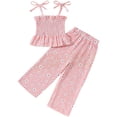 thumbnail image 1 of Wxirdiow Summer Outfits for Little Girls Infant Baby Toddler Girls Clothes Sleeveless Camisole Linen Pants Set Baby Summer Outfits Pink Size,6-7 Years, 1 of 6
