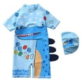 thumbnail image 1 of Wxirdiow Swim Suit Kids Baby Boys Kids Swimsuit Toddlers One Piece Zipper Swimwear with Hat Rash Guard Surfing Suit Light Blue Size,5-6 Years, 1 of 5