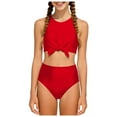 thumbnail image 1 of Wxirdiow Swimsuit Girls Teen Girls Two Piece Bikini Sets Swimsuits with Chest Pad Red Size,13-14 Years, 1 of 9