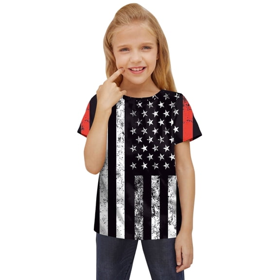 Wxirdiow T-Shirts for Kids American Flag Shirt Toddler Kids Boys Girls USA Flag Graphic T-Shirt 4th of July Shirt Patriotic Tee Tops White Size,8-9 Years