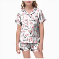 thumbnail image 1 of Wxirdiow Toddler Baby Girl Halloween Pajamas Pumpkin Short Sleeve Button Up Shirt Pj Shorts Kids Sleepwear Pjs,White,8-9 Years, 1 of 5