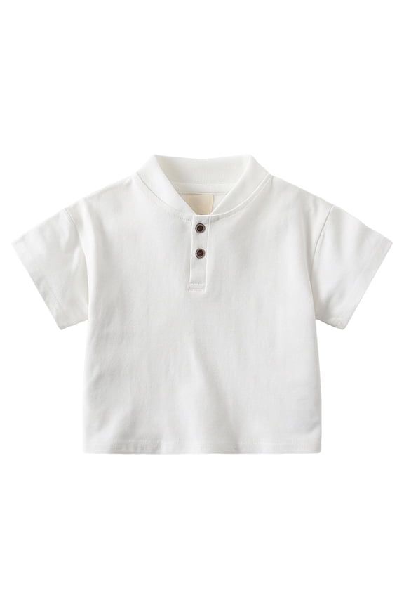 Toddler Boy Shirts Polo Shirts for Toddler Boys Collared Golf Shirt Solid Color Short Sleeve Classic Polos Cotton School Uniform Tops White Size,5-6 Years