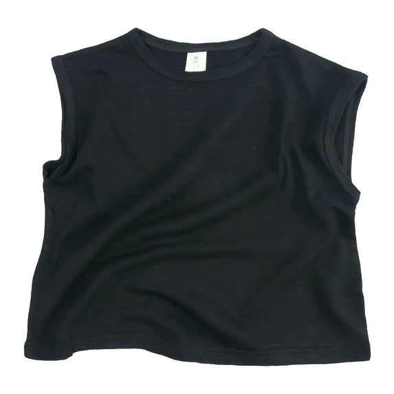Wxirdiow Toddler Boy Sleeveless Shirt Boys' Tank Undershirt Sleeveless Tank Tops Round Neck Cotton Tank Tops Black Size,9 Months