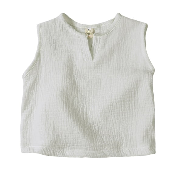 Wxirdiow Toddler Boy Tank Tops Boys Tank Tops Athletic Sleeveless Crewneck T-Shirts Kids Undershirts White Size,4-5 Years