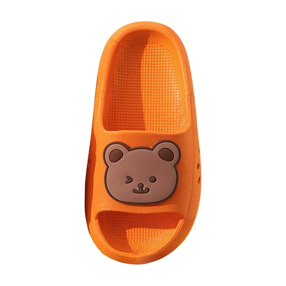 Wxirdiow Toddler Boys Bathroom Slippers Toddler Little Kids Beach/Pool/Shower Slides/Anti-Slip Home Bath Slippers Orange Size,7