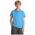 thumbnail image 1 of Wxirdiow Toddler Boys Button Down Shirt Back to School Boys Polo Shirt Golf Stripe Short Sleeve Button Performance Sport Collared Shirts for Kids Blue Size,5-6 Years, 1 of 8
