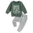 thumbnail image 1 of Wxirdiow Toddler Boys Cute Outfits Baby Outfit Toddler Boy Long Sleeve Pullover Tops and Pants Set 2Pcs Infant Fall Winter Clothes Green Size,6-12 Months, 1 of 7