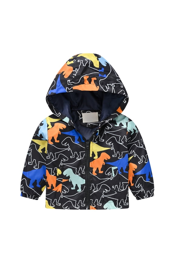 Toddler Boys Spring Jackets Toddler Boys Hooded Windbreaker Jacket Kids Lightweight Zip Up Coat Casual Outerwear with Pockets Black Size,1-2 Years