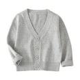 thumbnail image 1 of Wxirdiow Toddler Girl Clothes Girls Button Down Cardigan Kids Long Sleeve Crewneck Uniform Knit Sweater Grey Size,1-2 Years, 1 of 6