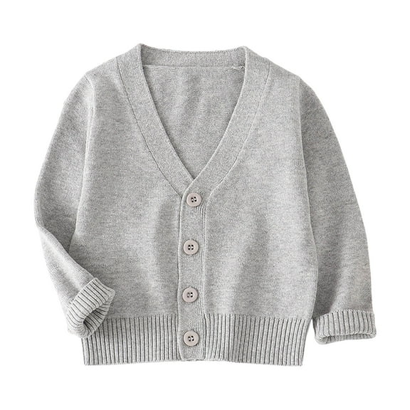Wxirdiow Toddler Girl Clothes Girls Button Down Cardigan Kids Long Sleeve Crewneck Uniform Knit Sweater Grey Size,1-2 Years