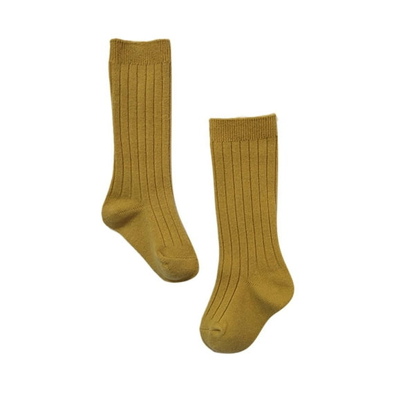Wxirdiow Toddler Girl Ruffle Socks Baby Girls Bow Knee High Socks Toddler Leggings Ruffle Uniform Stockings Long Cotton Tube Socks Infant Dress Socks Yellow Size,5-8 Years