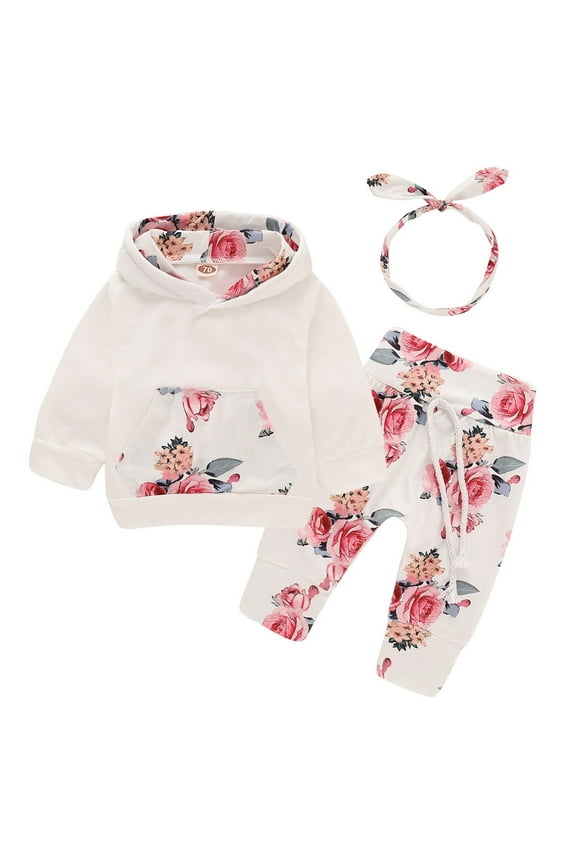 Toddler Girl Spring Outfits Girls Spring Outfits 2 Pcs Hoodies for Teen Girls Long Sleeve Crop Sweatshirt Top and Jogging Sweat Pants Set White Size,6-9 Months