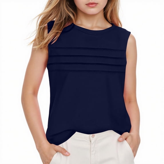 Wxirdiow Toddler Girl Tank Tops Cotton Girls Tank Tops - Cotton Classic Sleeveless Undershirts Scoop Neck Tank Tops for Girls Black Size,7-8 Years