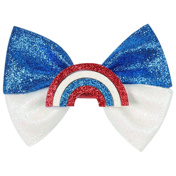 Wxirdiow Toddler Girls Bow Clips 4th of July Bow Hair Clips Sparkly Patriotic Hair Bows Cheer Barrettes Alligator Clip Square Rhinestone Hair Bow Hairgrips Blue Size,3-12 Years
