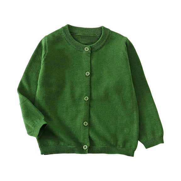 Wxirdiow Toddler Girls Cardigan Sweater Girls Button Down Cardigan Sweaters Kids Long Sleeve Fall Winter Soft Knit Casual Sweater Tops Green Size,2-3 Years