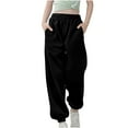 thumbnail image 1 of Wxirdiow Toddler Girls Clothes Girls Cotton Sweatpants Kids Athletic Performance Drawstring Jogger Pants for Toddler Girls Black Size,3-4 Years, 1 of 5