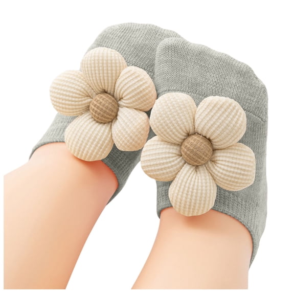 Wxirdiow Toddler Girls Socks Baby Socks Summer Short Boat Socks Baby Cute Flowers Non Slip Floor Socks Do Not Strangle Leg Socks Grey Size,1-3 Years