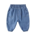thumbnail image 1 of Wxirdiow Toddler Jeans Boys Toddler Baby Boys Baggy Jeans Shorts Loose Wide Leg Straight Elastic Waist Casual Denim Short Pants Summer Barrel Boy Clothes Blue Size,4-5 Years, 1 of 7