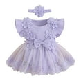 thumbnail image 1 of Wxirdiow Toddler Rompers Girl Baby Girl Easter Outfit Embroidery Infant Short Sleeve Bubble Romper Cute Clothes Purple Size,6-12 Months, 1 of 4