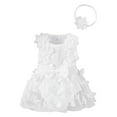thumbnail image 1 of Wxirdiow Toddler Rompers Girl Baby Girl Outfit Embroidery Flying Sleeve Square Neck Tulle Romper Dress and Bow Headband Set White Size,12-18 Months, 1 of 7