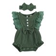thumbnail image 1 of Wxirdiow Toddler Rompers Newborn Baby Girl Cotton Bubble Romper Summer Clothes Vintage Ruffle Short Sleeve Bodysuits Outfit Green Size,12-18 Months, 1 of 4