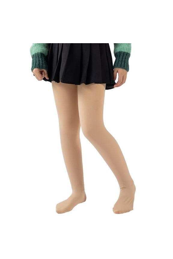 Toddler Ruffle Socks Girls Tights Thick Toddler Ballet Plain Tights Elastic Footed Seamless Leggings Winter Warm Stockings Pantyhose Beige Size,9-12