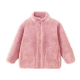 thumbnail image 1 of Wxirdiow Toddler Sherpa Fleece Jacket Girls Sherpa Jacket Fall Fleece Coat Full Zip Winter Fuzzy Outerwear with Pockets Light Pink Size,10-11 Years, 1 of 4