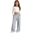 thumbnail image 1 of Wxirdiow Toddler Sweat Pants Girls Sweatpants Drawstring High Waist Wide Leg Sweat Pants Baggy Causal Grey Size,5-6 Years, 1 of 4