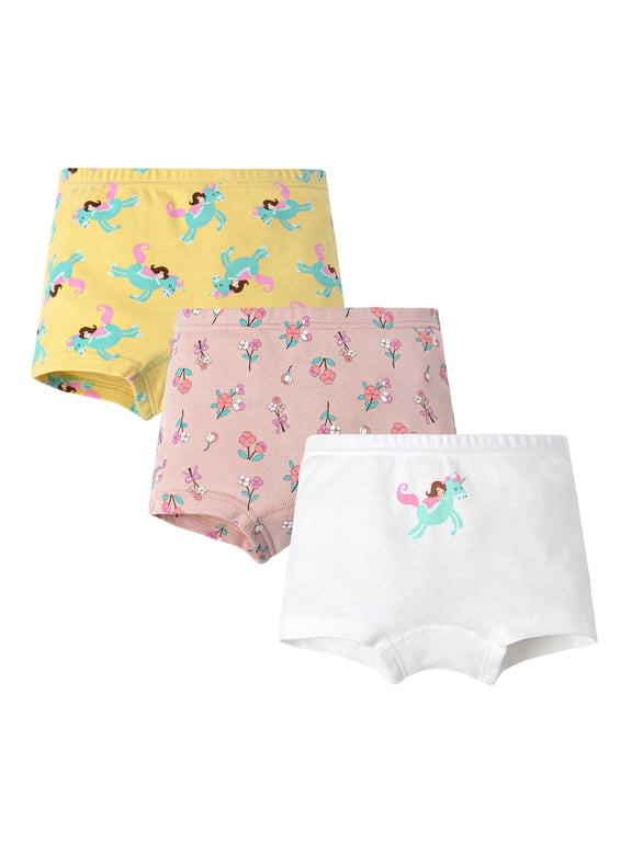 Toddler Underwear Girls 3 Packs Little Girls' Soft Cotton Underwear Breathable Comfort Panty Briefs Toddler Undies White Size,2-3 Years
