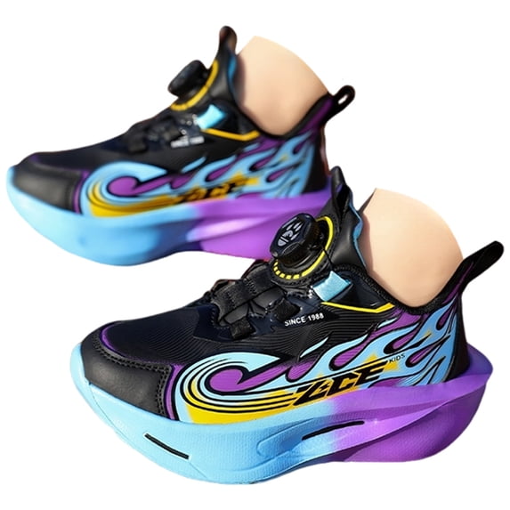 Wxirdiow Toddlers Sneakers Boys Kids Basketball Shoes Sports Shoes Sneakers Durable Lace-up Non-Slip Running Shoes for Little Kids Big Kids Purple Size,13.5