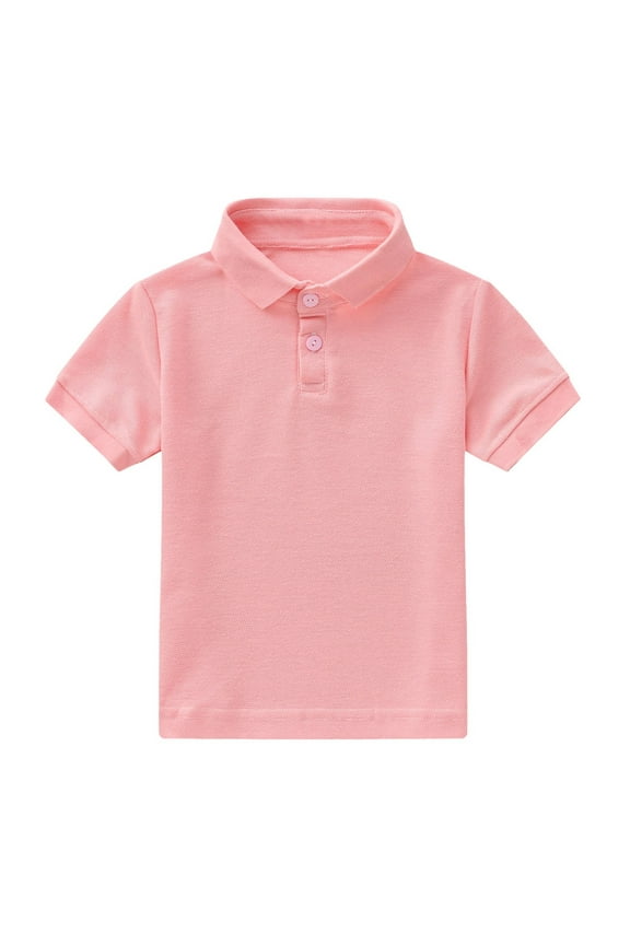Uniform Shirts for Boys Boy's Short Sleeve Collared Tshirts Button Down Shirts Lightweight Golf Tops Pink Size,3-4 Years