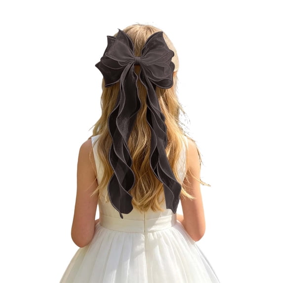 Wxirdiow Wedding Hair Bows for Toddler Girls Bridal Hair Bow Veil Wedding Hair Piece Tulle Bow with Clip Bachelorette Party Hair Accessories for Girls Black Size,1-13 Years