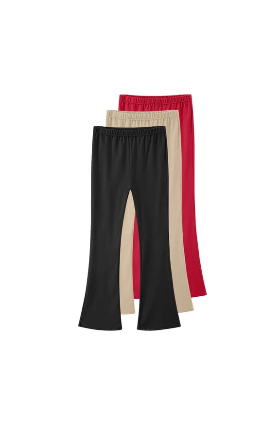 Yoga Leggings 3 Pack Girls Athletic Leggings Printed Ankle Length High Waisted Yoga Pants for Kids Teen Red Size,7-8 Years