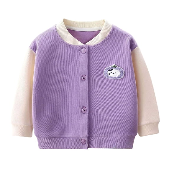 Wxirdrow Boys Bomber Jacket Toddler Boys Girls Winter Baseball Coats Jacket Kids Warm Outerwear Fall Jacket Purple,3-6 Months