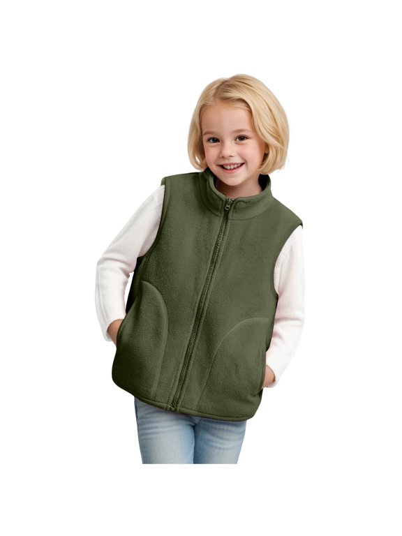 Boys Girls Fleece Vest for Kids Sleeveless Jackets Zip Up Outerwear AG,15-16 Years