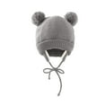 thumbnail image 1 of Wxirdrow Kids Warm Soft Cozy Knit Beanie with Ties Winter Hat, Z3-Grey, One Size, 1 of 3