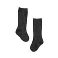 thumbnail image 1 of Wxirdrow Toddler Non Slip Socks Baby Infants Toddlers Girls MIddle Socks 1 Pack Bow Ribbed Long Stockings Ruffled Socks School Leggings Dark Gray,3-5 Years, 1 of 3